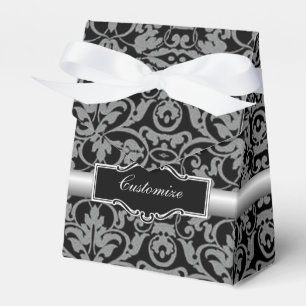 Personalised Black & Silver Damask Favour Box