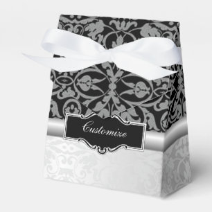 Personalised Black & Silver Damask Favour Box 3