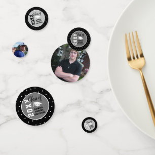 Personalised Black Silver Graduation Confetti