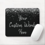 Personalised Black Silver Secretary Birthday Gift Mouse Pad<br><div class="desc">personalised birthday gift gaming gamer, custom anniversary present for her, elegant glitter new job coworker, grad graduation sparkle chic sparkly, twinkle sweet 16 quinceanera 15th, black and silver mousepad mouse pad, boss secretary assistant nurse teacher, Christmas wife mum girlfriend mum, work desk accessories supplies rectangle, computer home office decor name...</div>