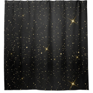 Personalised Black Solid Colour Gold Glitter  Shower Curtain