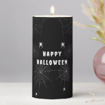 Personalised Black Spider Web Happy Halloween