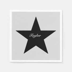 Personalised Black Star Print Paper Napkin