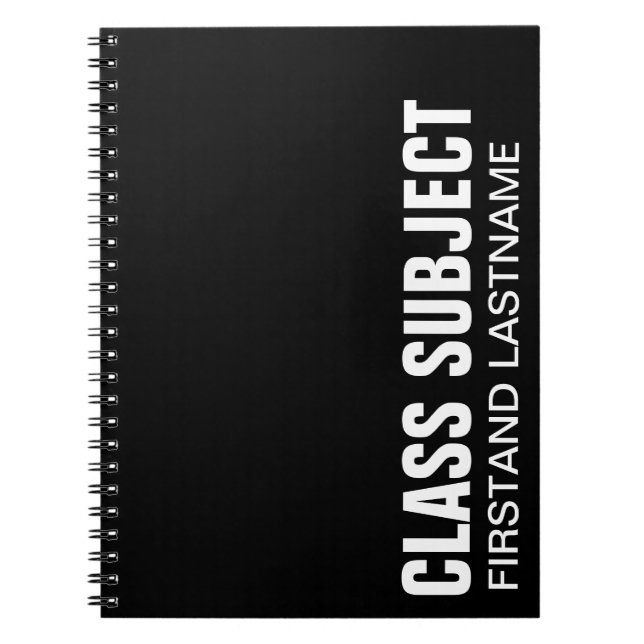 Personalised Black Subject Notebook (Front)