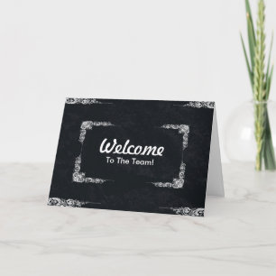 Personalised Black Swirl Border Welcome Card