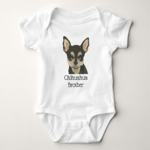 Personalised Black Tan Chihuahua Dog Baby Bodysuit