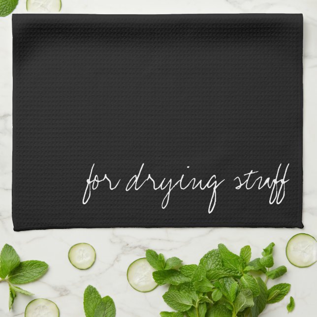 Personalised Black Tea Towel (Folded)