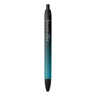 Personalised Black Teal Ombre Ink Pen