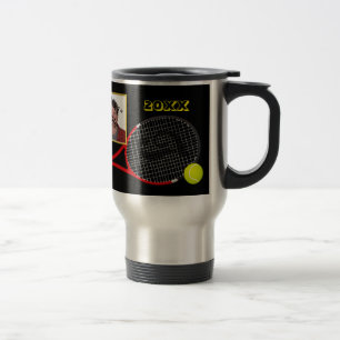 Personalised Black Tennis photo tumbler Travel Mug