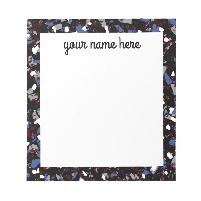 Personalised Black Terrazzo Notepad (Front)