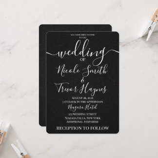 Personalised Black Texture Minimalist Wedding Invitation