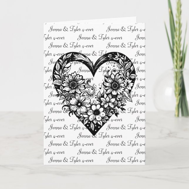 Personalised Black Tribal Heart Valentine's Day  Card (Front)