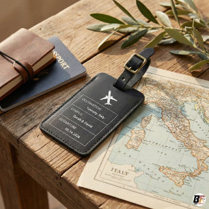 Personalised Black Tuscany Honeymoon & Wedding Cou Luggage Tag