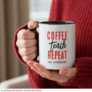 Personalised Black Typography Coffee Teacher Mug
