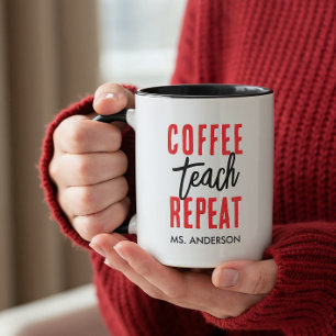 Personalised Black Typography Coffee Teacher Mug