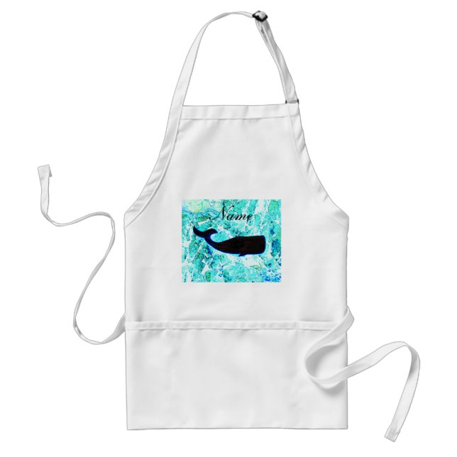 personalised black underwater whale standard apron (Front)
