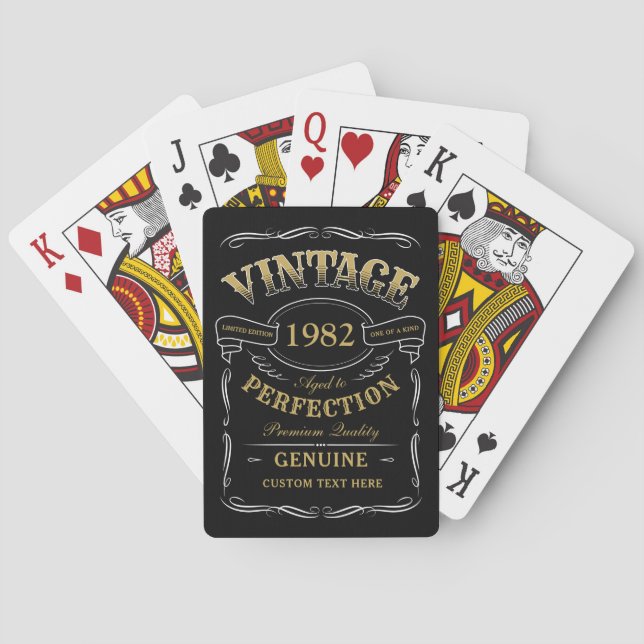 Personalised Black Vintage Aged To Perfection Play Playing Cards (Back)