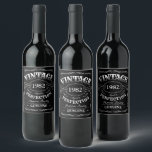 Personalised Black Vintage Aged To Perfection Wine Label<br><div class="desc">Inspired by classic whiskey label,  black and white fun vintage aged to perfection adult birthday gift idea for men,  great for any age birthday celebration,  or other occasions. Custom it with your own text and background colour.</div>