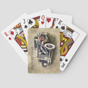 Personalised Black Vintage Auto White Wall Tires Playing Cards
