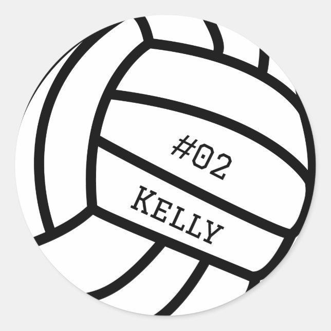 Personalised Black Volleyball Stickers (Front)