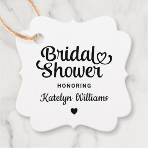 Personalised Black Wedding Bridal Shower Favour Tags
