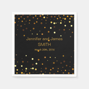 Personalised Black Wedding Confetti Gold Glitter Napkin