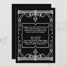 Personalised Black Wedding Invitation Card