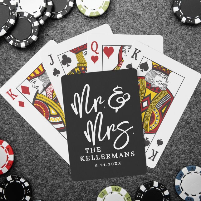 Personalised Black Wedding Playing Cards (Personalized Black Wedding Poker Cards )