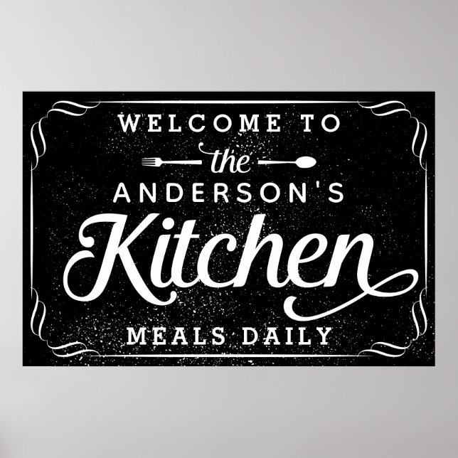 Personalised Black Welcome to the Kitchen Sign (Front)