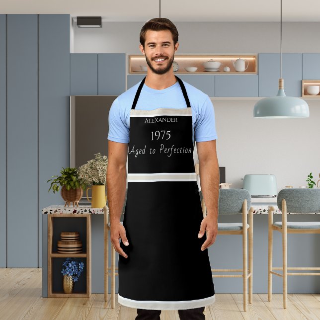  Personalised Black White Aged to perfection Apron (Creator Uploaded)