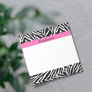 Personalised Black, White and Hot Pink Zebra Print Notepad