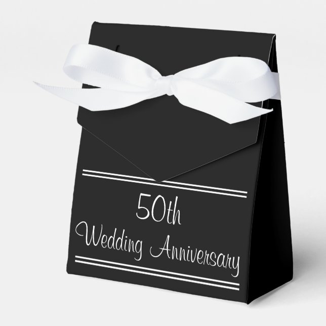 Personalised Black & White Anniversary Favour Box (Front Side)