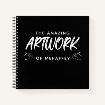 Personalised Black White Artist Sketchbook