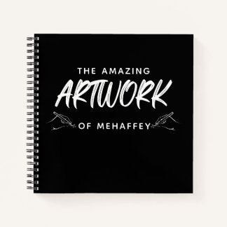 Personalised Black White Artist Sketchbook Notebook