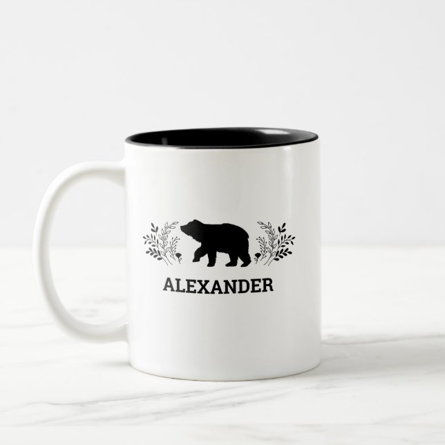 Personalised Black White Bear Mug (Left)
