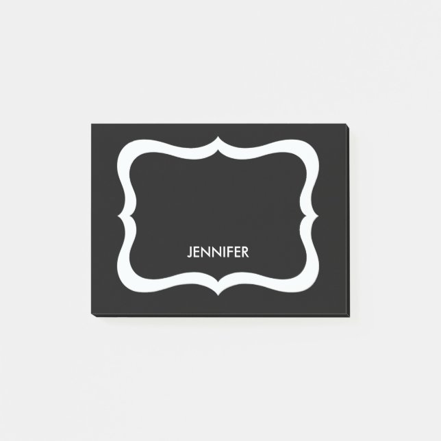 Personalised Black & White Border Post-it Notes (Front)