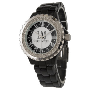 Personalised Black & White Bow Watch