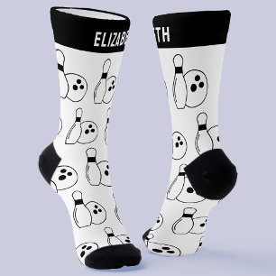 Personalised Black & White Bowling Socks w/ Name