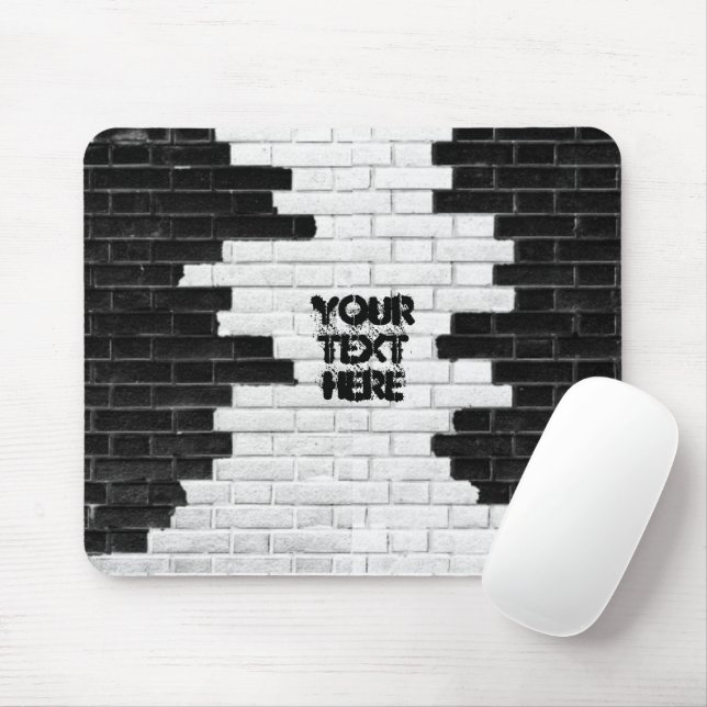 Personalised Black & White Brick Wall Mouse Pad (With Mouse)