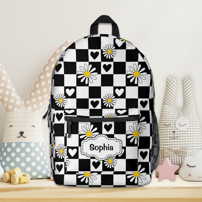 Personalised Black White Chequered Backpack (Creator Uploaded)