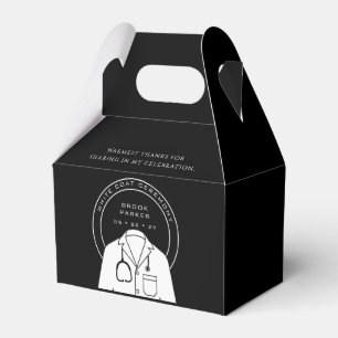 Personalised Black White Coat Ceremony Thank You Favour Box