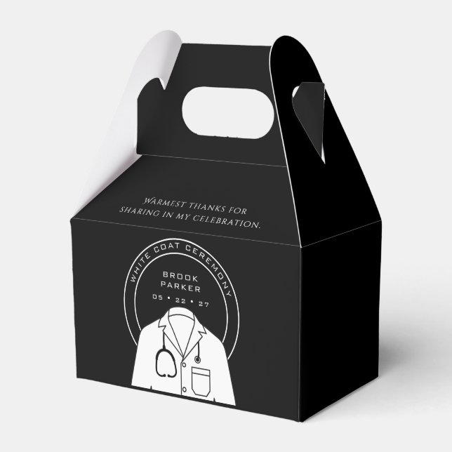 Personalised Black White Coat Ceremony  Thank You Favour Box (Front Side)