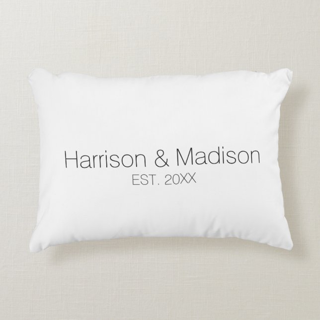 Personalised black white couple name date Wedding  Decorative Cushion (Front)