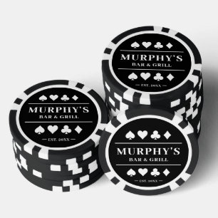 Personalised Black & White Custom Name Casino Poker Chips