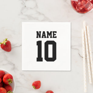 Personalised black white custom name number napkin