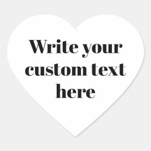 Personalised black white custom text cute heart sticker