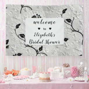 Personalised Black & White Florals Banner