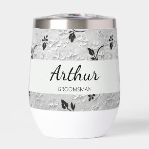 Personalised Black & White Florals Groomsman Gift