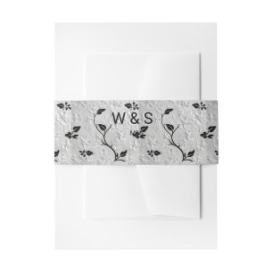 Personalised Black & White Florals Invitation Belly Band