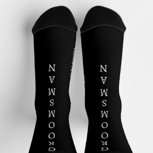 Personalised Black & White GROOMSMAN Wedding Socks